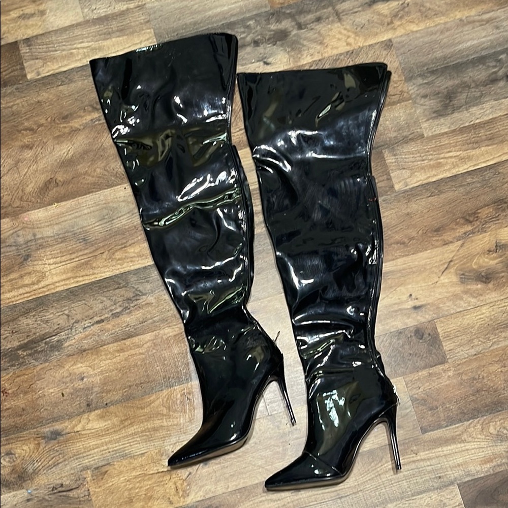 Fashion Nova Black Over the Knee Boots with Stiletto Heel